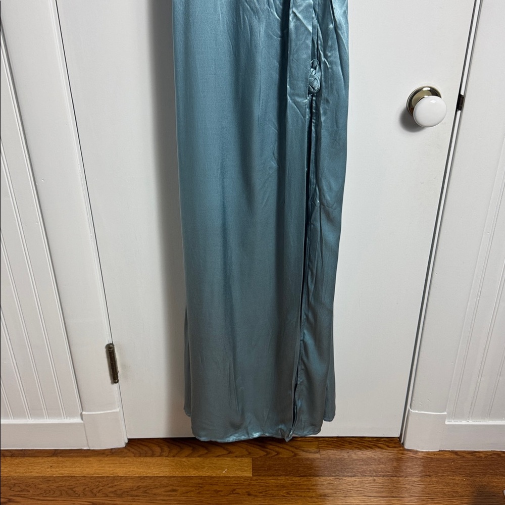 NWT For Love & Lemons Winona Bridesmaid Satin Maxi Gown In Blue Size Small - Picture 4 of 15